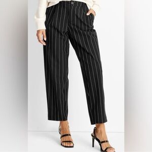 Future Collective Black and White Pinstripe Mid-Rise Front Pleated Pants